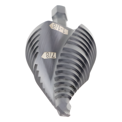 Broca Escalonada 12 en 1 / Revestimiento TiAlN / Perforación 2-3 cm / Doble Acanaladura Espiral / Vástago Hexagonal 1/4'' / Liberación | SIERRA STORE