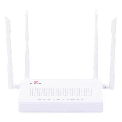 ONU Dual GPON/EPON / Wi-Fi AC Doble Banda / 4 Antenas 5 dBi / 2x LAN Gigabit / 1x FXS / 1x CATV / 12V 1A / 0 a 55°C | SIERRA STORE