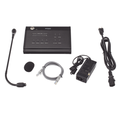 Micrófono de Voceo / 4 Zonas / Comunicación 1 km (3280.8 ft) / Conexión RJ45 / Medidor de Nivel 10 Segmentos / Alimentación 24V DC | SIERRA STORE
