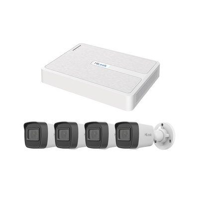 Kit IP 2 Megapixel / NVR de 8 Canales con 8 Puertos PoE  / 4 Cámaras IP Bala para Exterior - HiLook by HIKVISION