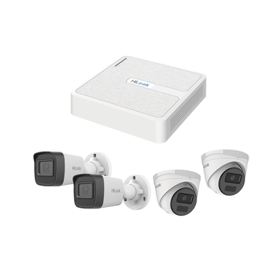 Kit IP 2 Megapixel / NVR de 8 Canales con 8 Puertos PoE / 2 Cámaras IP Bala para Exterior / 2 Cámaras IP Domo para Exterio...